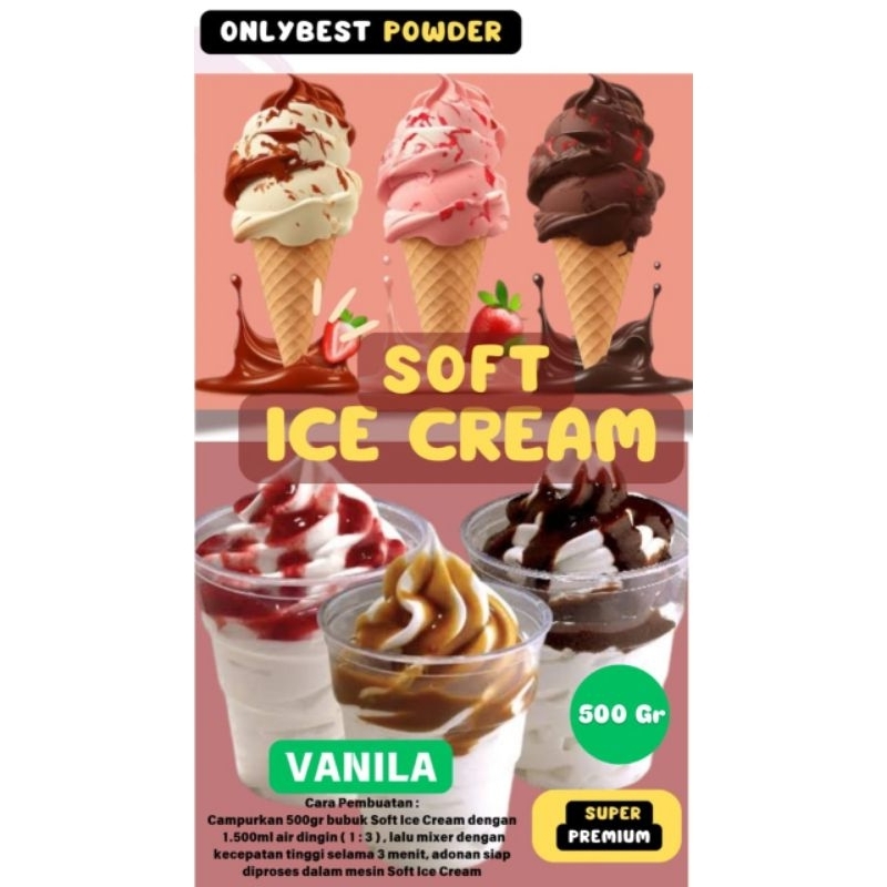 

Bubuk SOFT Ice Cream VANILLA 1kg 4 Liter Soft Ice Cream MURAH/ Bubuk SOFT Ice Cream 500Gram Super Premium Onlybest Powder/Bahan SOFT Ice Cream VANILLA 500 Gram Super Premium/Bubuk Ice Cream/Ice Cream Powder/Bubuk Es Cream/Bubuk Es Krim/Tepung Es Krim