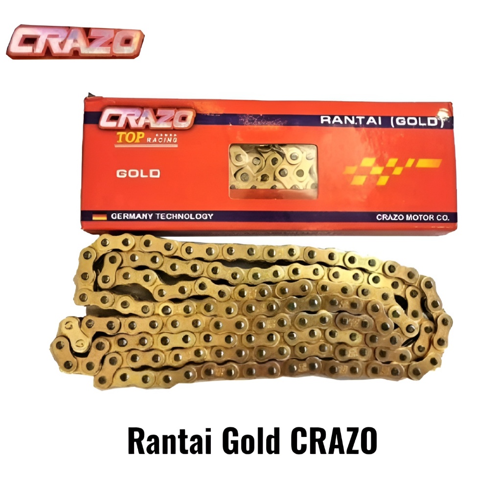 (COD) Rantai Gold CRAZO 415H 520H 428H - 130L 140L 150L Gold Universal Motor Trail Bebek / Rantai Mo