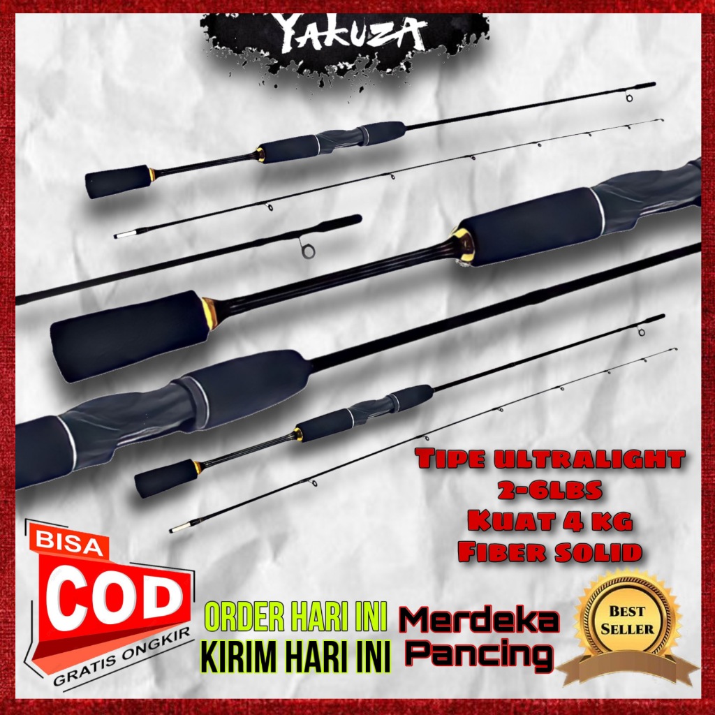 joran pancing ul ultralight benjiro yakuza fiber solid kuat line 2-6lb panjang 150 165 180 198 CM