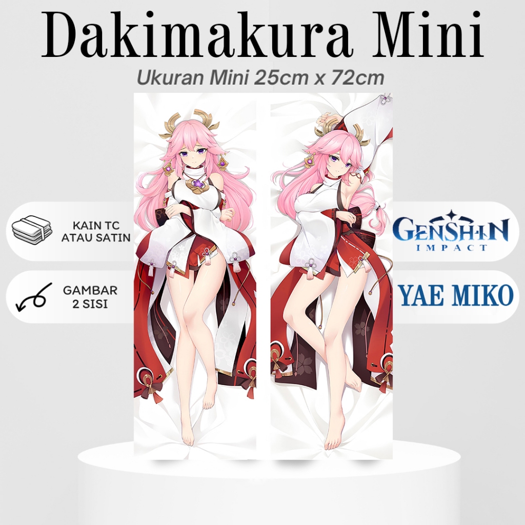 DAKIMAKURA MINI Genshin Impact YAE MIKO Bantal Anime Waifu Mini