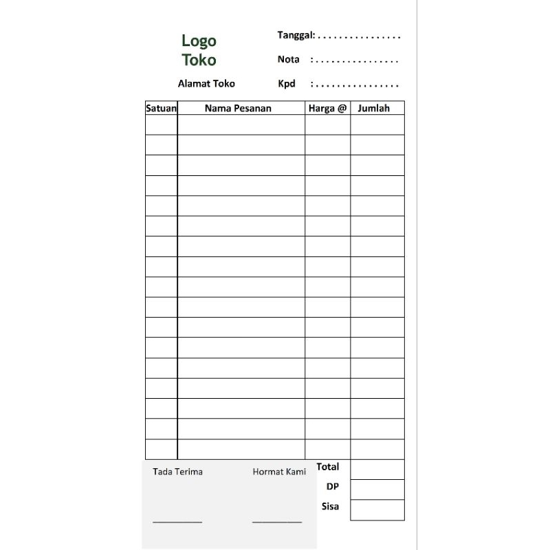 

Nota 1/3 Folio (10×20 Cm). Nota Custom, Desain Suka2.