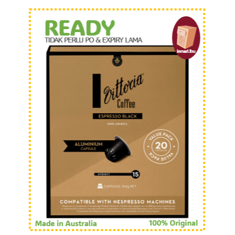 

Vittoria Coffee Black 100% Arabica Nespresso Compatible Aluminium Capsules 20 Pods/Kapsul Kopi Nespresso - 100% ORIGINAL Australia