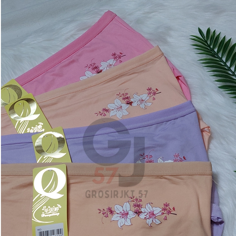 yu7 6 Pcs & 12 Pcs Celana Dalam Wanita Jumbo Huayiting CD Wanita 75kg Elastis Jumbo CD Wanita BSize