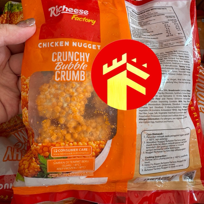 

JUN RICHEESE CRUNCHY BUBBLE CRUMB 250 GR CHICKEN NUGGET NAGET CRISPY RICHEESE RECHEESE NAGET BUBBLE