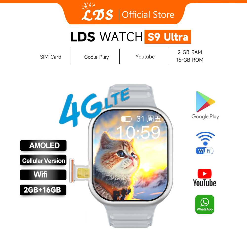 [4G Sim card] LDS Smartwatch S9 ULTRA 4G & 5G | RAM 2 / 16GB | SIM CARD | Bisa Nonton Youtube | Bisa