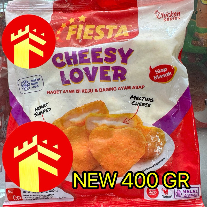 

FIESTA CHEESY LOVER 500 GR CHICKEN NUGGET CHEESE NAGET AYAM KEJU 500 GR