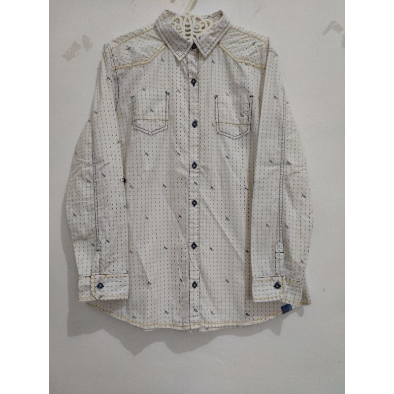 Kemeja Putih White Lgs Garis-garis Stripe Cewek Wanita Preloved