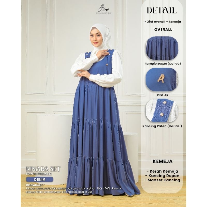 Dress Terbaru AR Rafi - Kinara Set - Gamis Overall Susun Rayon Premium - ORI BY AR Rafi