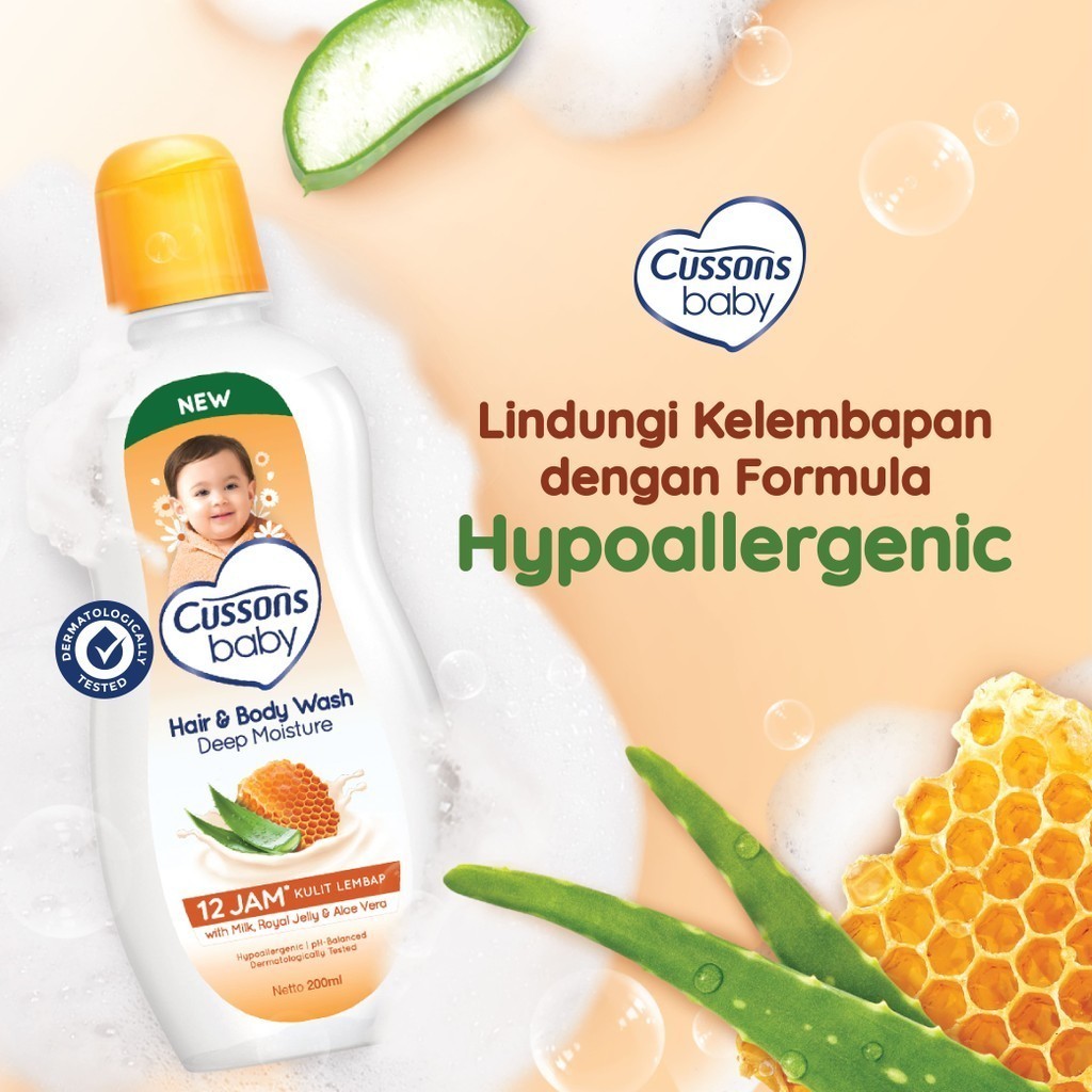 Sabun Dan Shampoo Bayi Cusson Baby Hair & Body Wash Deep Moisture Botol 200ML / Refil 375ML