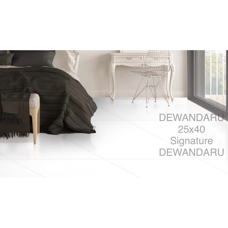 KERAMIK SIGNATURE HALUS GLOSSY PUTIH 25x40 LANTAI KAMAR / MANDI