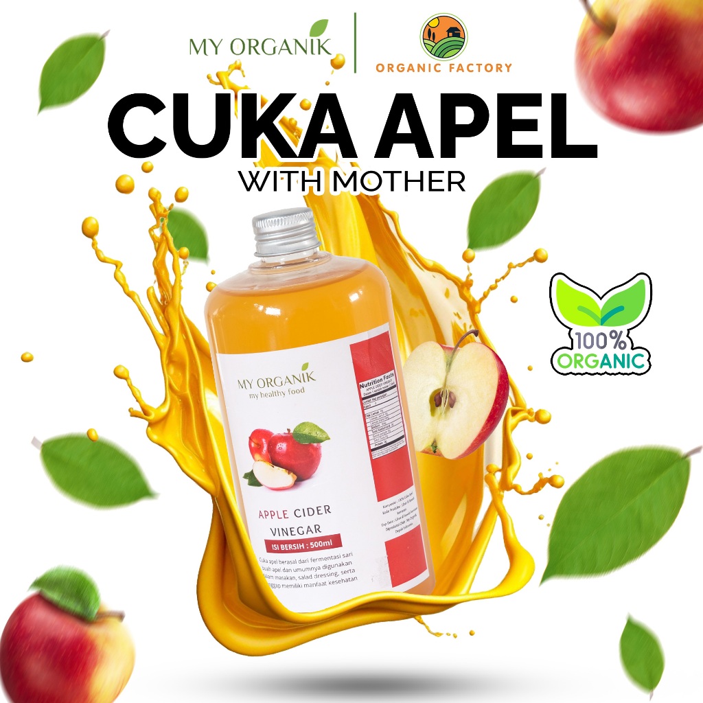 

My Organik Apple Cider Vinegar Cuka Apel Organik With The Mother 500ml Original 100%