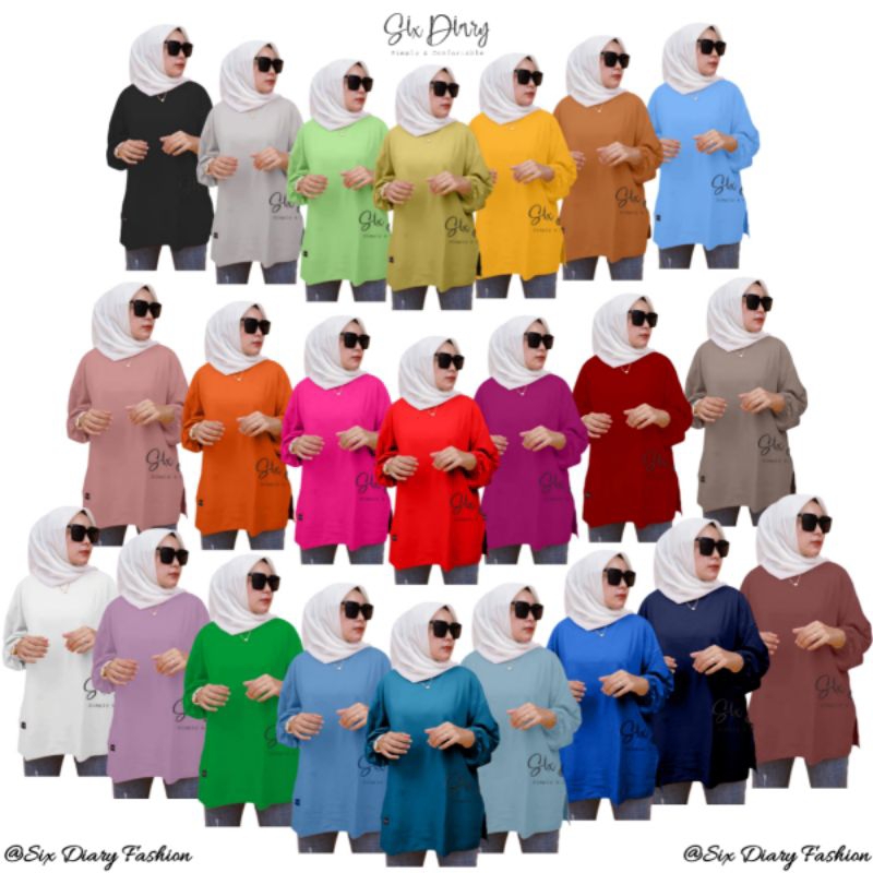 Baju Wanita Oversize | Kaos Wanita Oversize Tangan Kerut Original Six Diary Terbaru