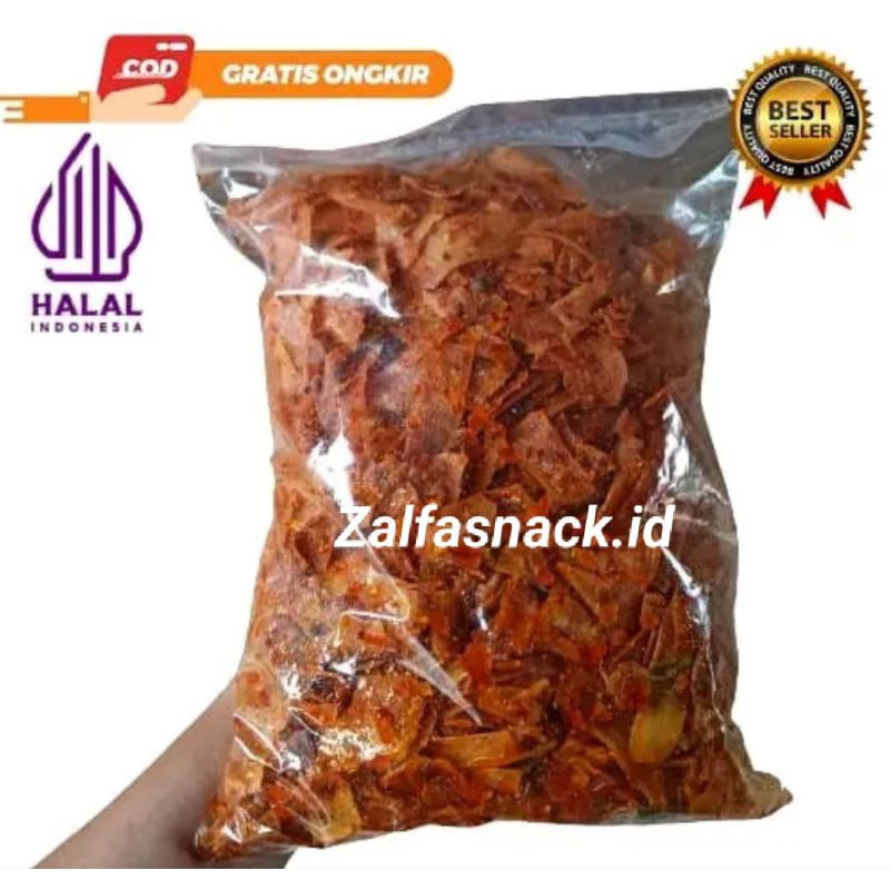 

Singkong kriwil pedas daun jeruk 500 gram