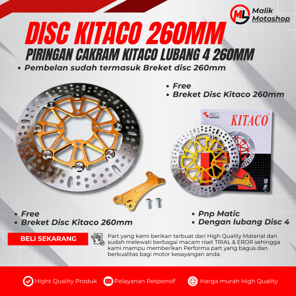 PIRINGAN CAKRAM DISC KITACO 260MM PIRINGAN CAKRAM KITACO 260 MM PNP BEAT VARIO GENIO SCOOPY DLL