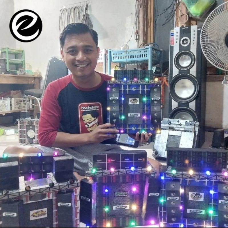 Miniatur sound system brewog audio gantung - bluetooth led 3 mode