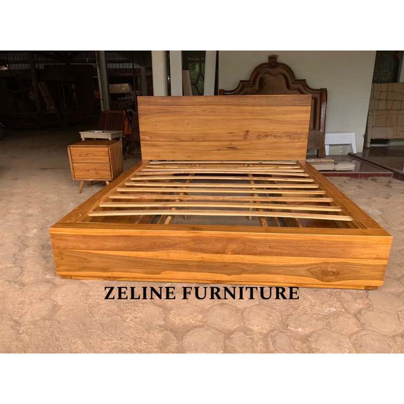 Tempat Tidur Minimalis Kayu Jati Solid Ranjang Jati Divan Jati Solid