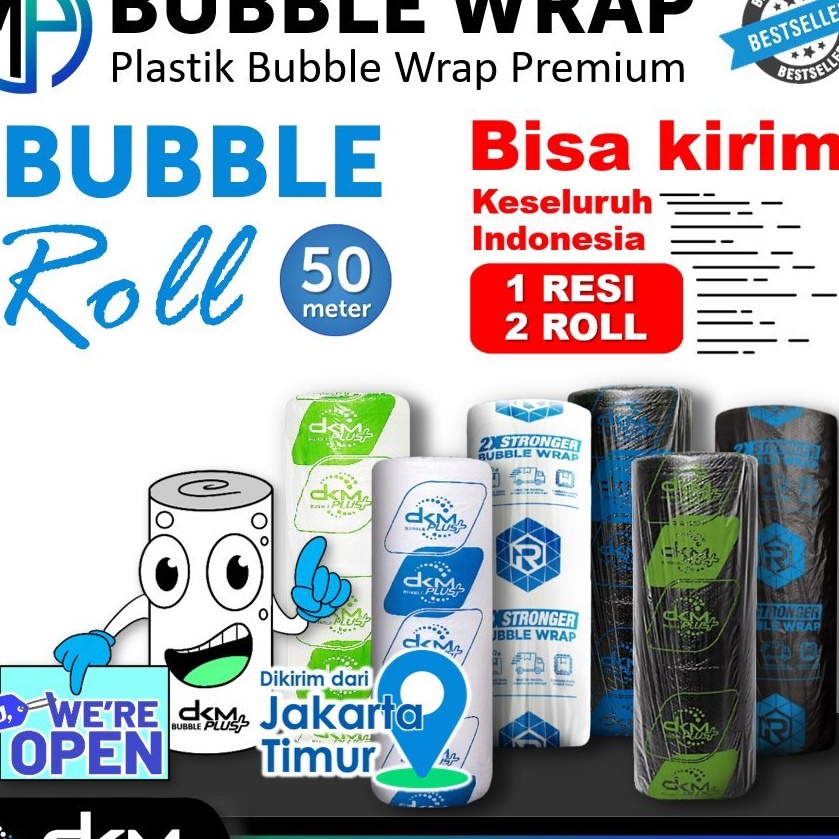 

Potongan Plastik Pembungkus Packing Bubble Wrap Roll DKM 125cm x 5m Bening dan Hitam Merek DKMPlus Rusfet