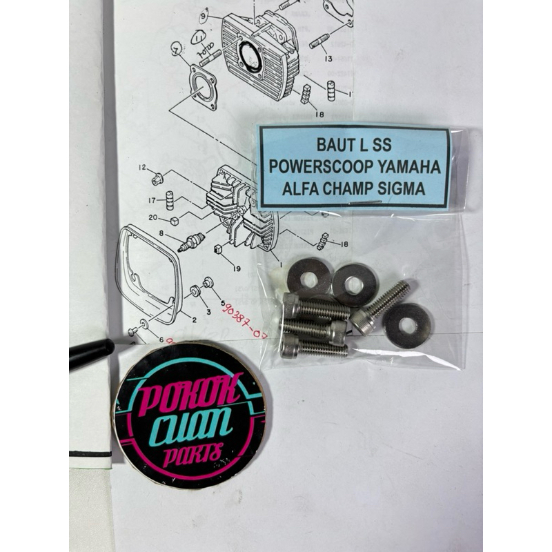Baut L stainless powerscoop Yamaha ALFA CHAMP SIGMA