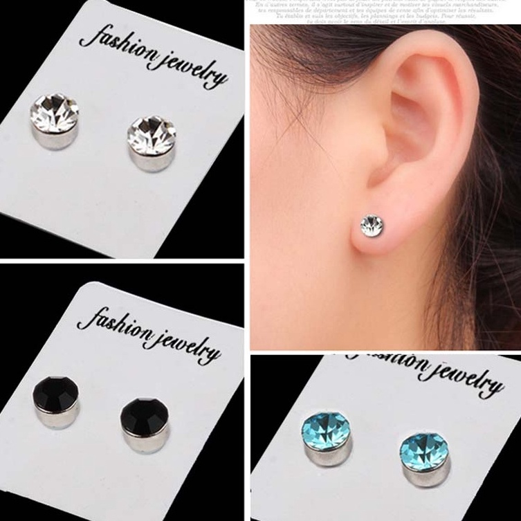 Warna Berlian Magnet Tanpa Lubang Telinga AntingAnting Magnet Kuat Model Pria dan Wanita Tanpa Luban