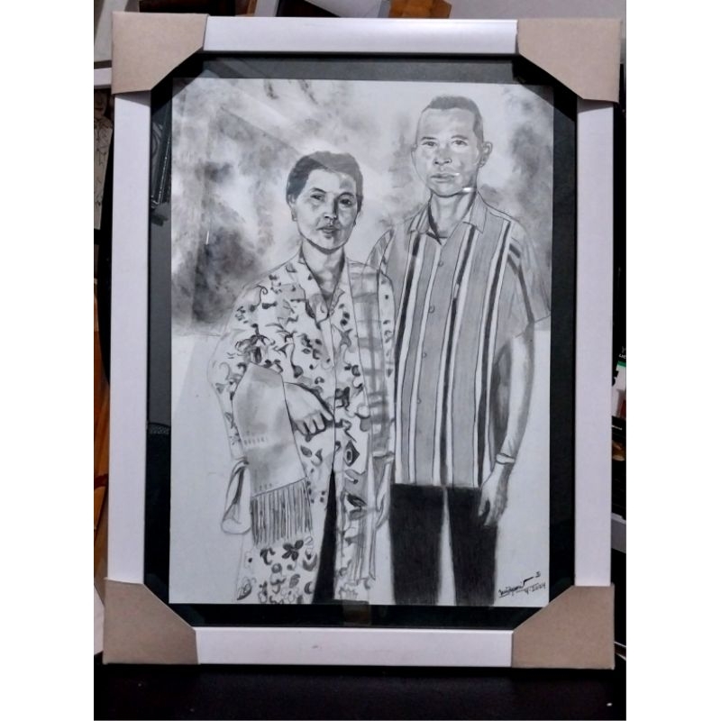 Lukis wajah/Lukis potrait/Lukis wajah A3 couple-lebih
