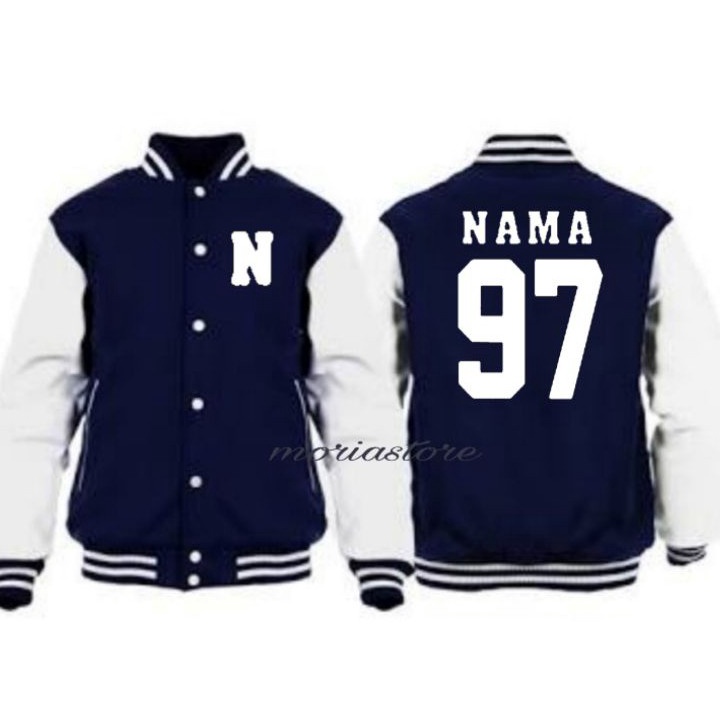 Jaket Baseball Bordir nama inisial Gambar