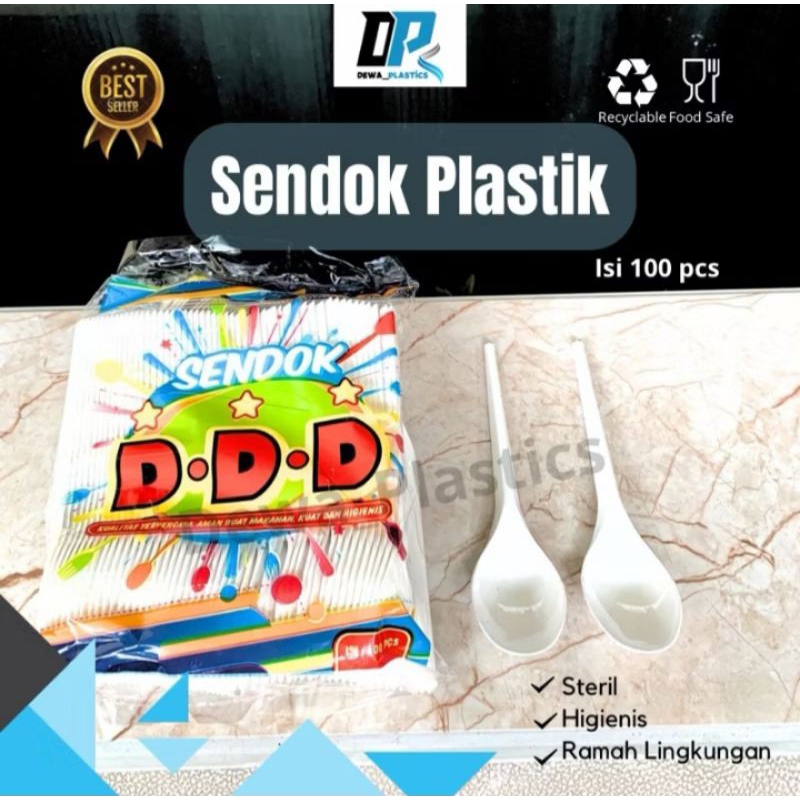 [ISI 100 PCS ]SENDOK PLASTIK PUTIH / SENDOK MAKAN PLASTIK ISI 100 PCS