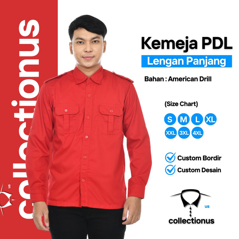 Baju Kemeja PDL PDH Cream Lengan Panjang Seragam Kerja Dinas Lapangan Outdoor Custom Desain Komunita