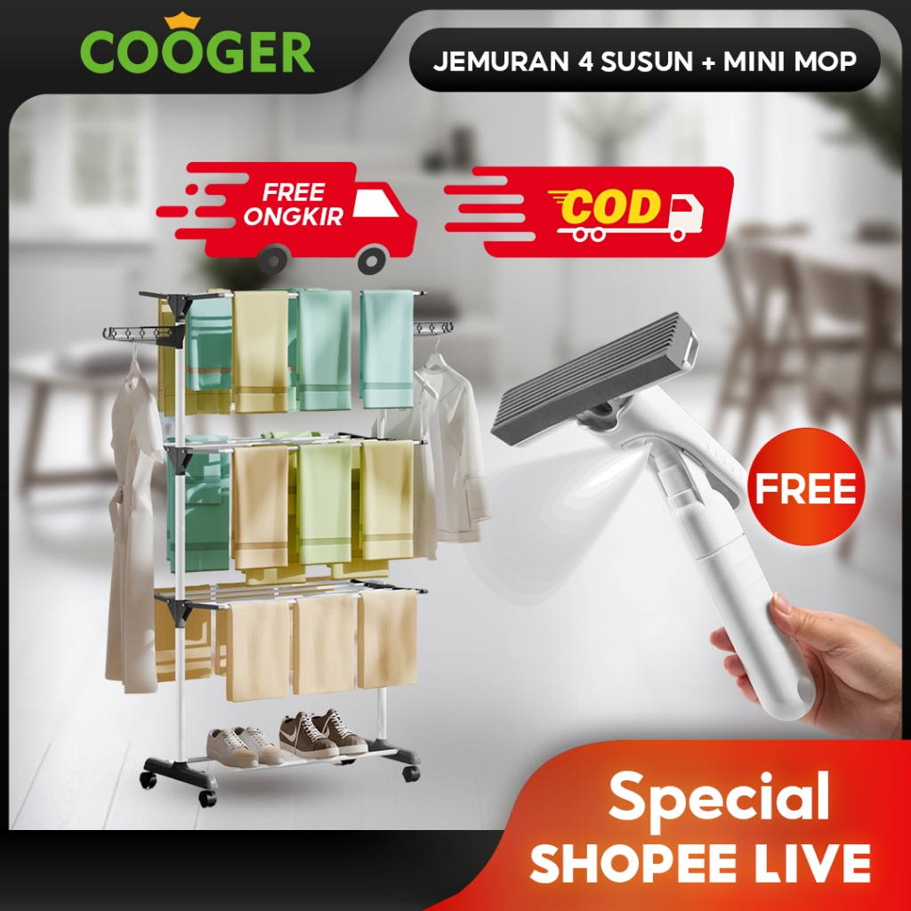 [LIVE COOGER] COOGER Rak Jemuran Baju Lipat Pakaian Tempat Jemuran Pakaian Rak Jemuran Handuk Menara