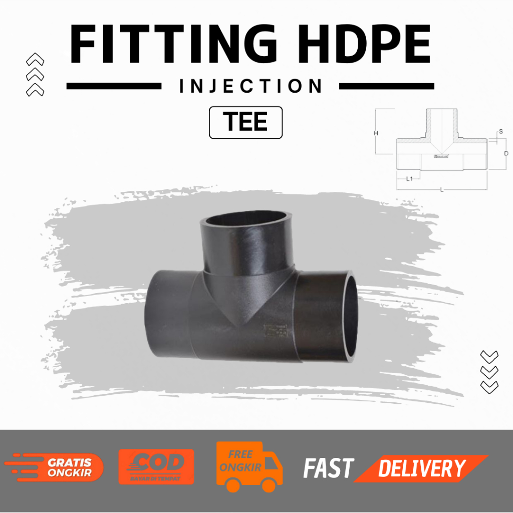 Aksesoris Penyambung Pipa HDPE (Fitting HDPE Injection Equal Tee) 2" (63mm) PN 10
