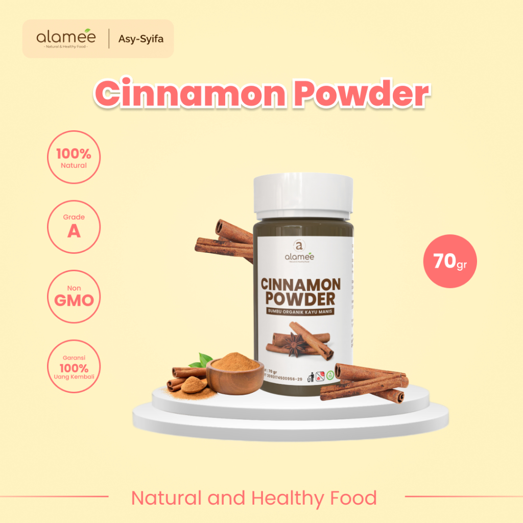

ALAMEE Kayu Manis Bubuk Cinnamon Seasoning Powder kayumanis Murni Tanpa Campuran Bumbu Organik 75g