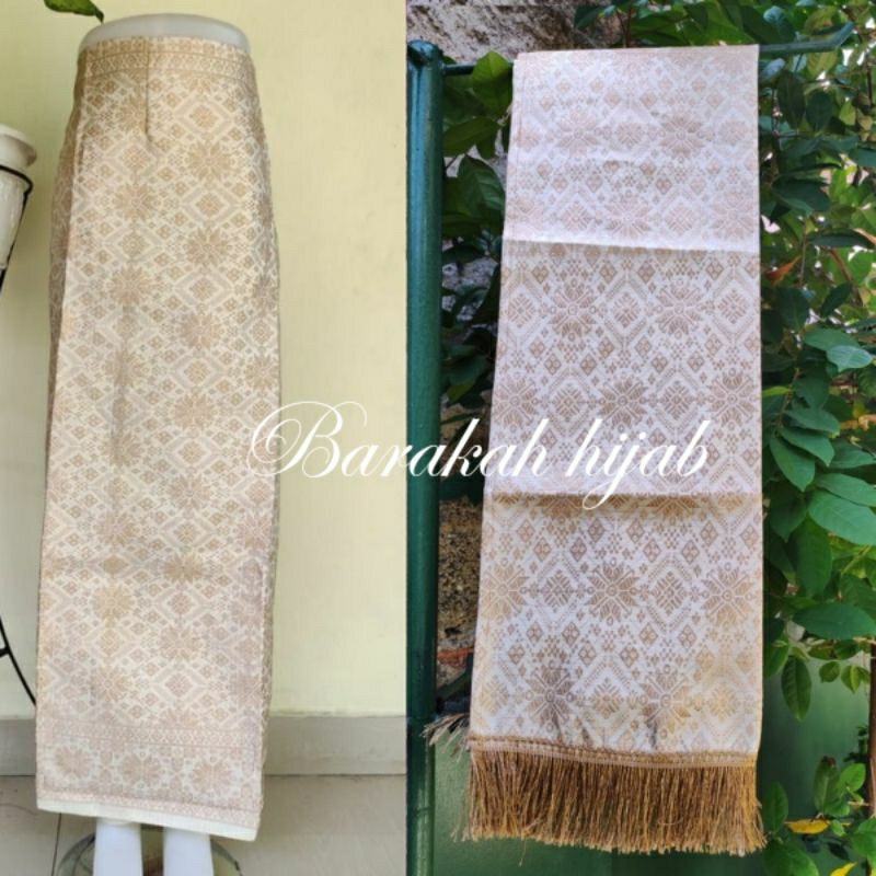 Satu Set Rok Songket Selendang segiempat glamor Ciput Cardigan Outer Bawahan Model Tradisional Tenun