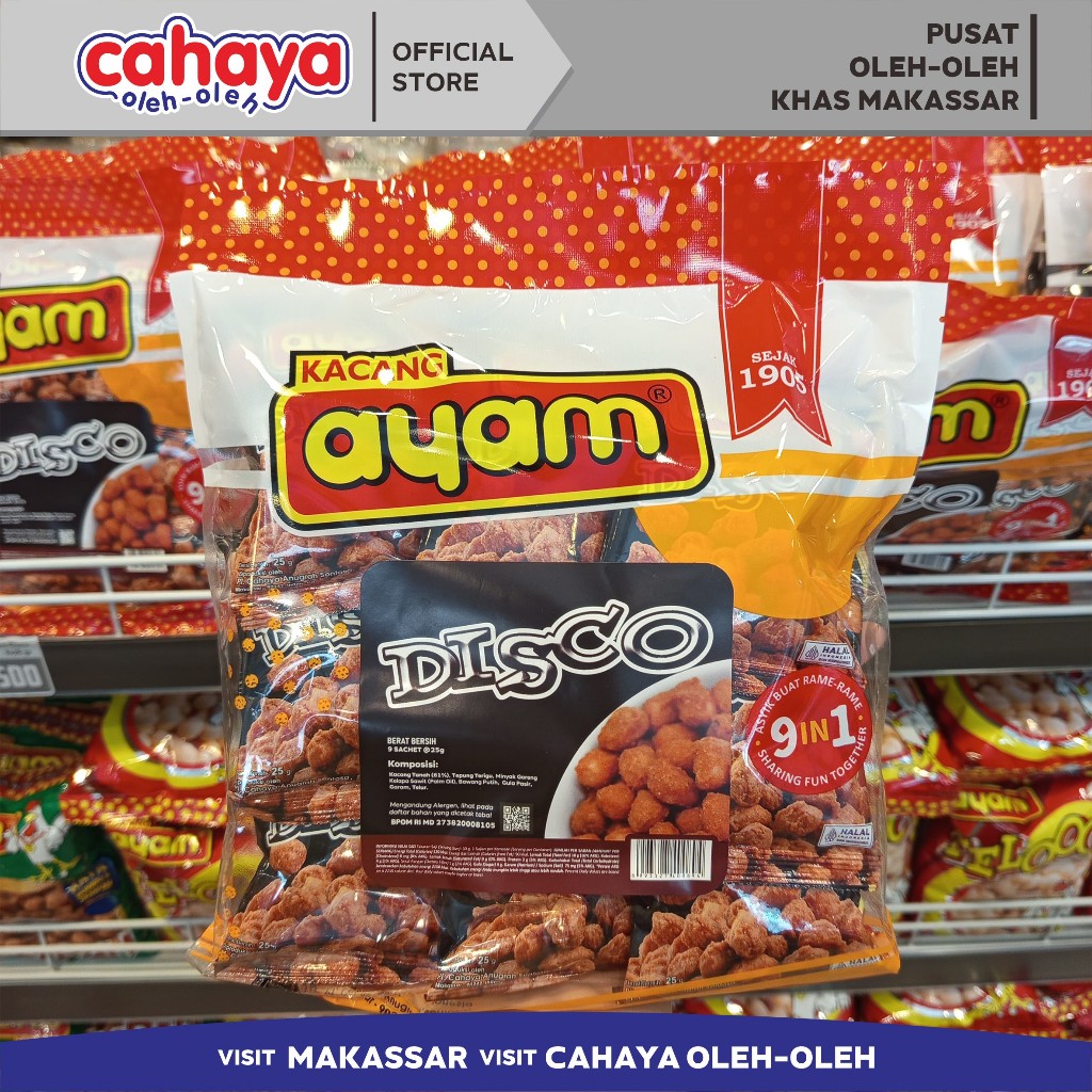 

Kacang Disco Ayam / Kacang Disko Makassar Cahaya Oleh Oleh Khas Makassar 225gr 9 in 1