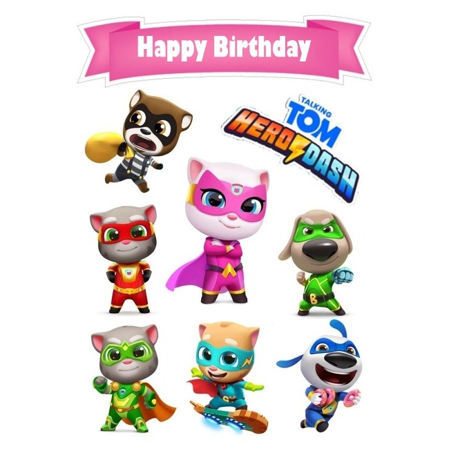 Berkualitas Topper Cake Tema Talking Tom Angela Custom/Topper Talking Tom Ultah