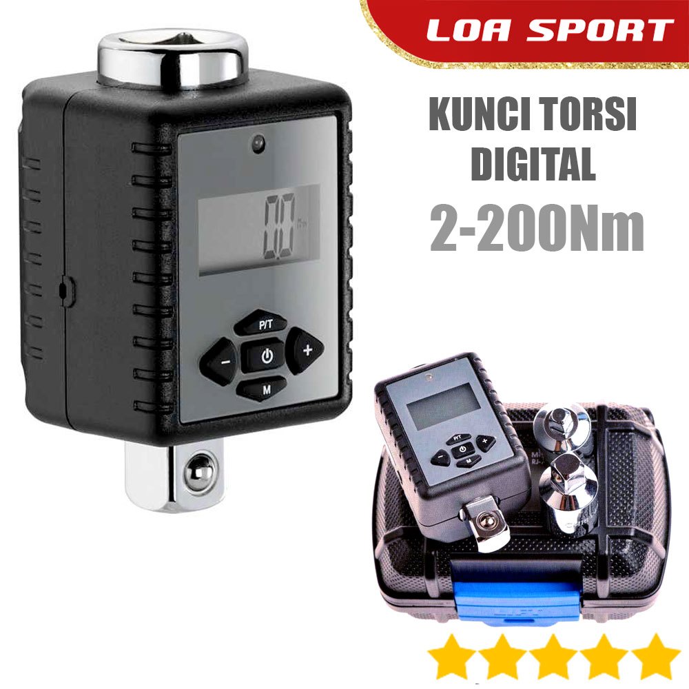 Kunci Torsi Digital Set Kepala Adaptor Kunci Sok Cabut Pasang 200Nm