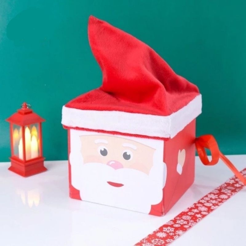 

BOX SANTA KUE KERING COOKIES HAMPERS NATAL HARD BOX NATAL TOPI NATAL SANTA MERRY CHRISTMAS 2 TOPLES BULAT 500gram