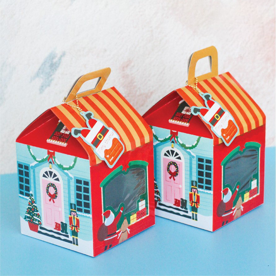 

( 10pcs ) Dus jinjing natal 14x14x15 cm isi 2 toples kue kering 500gr box cookies hampers christmas