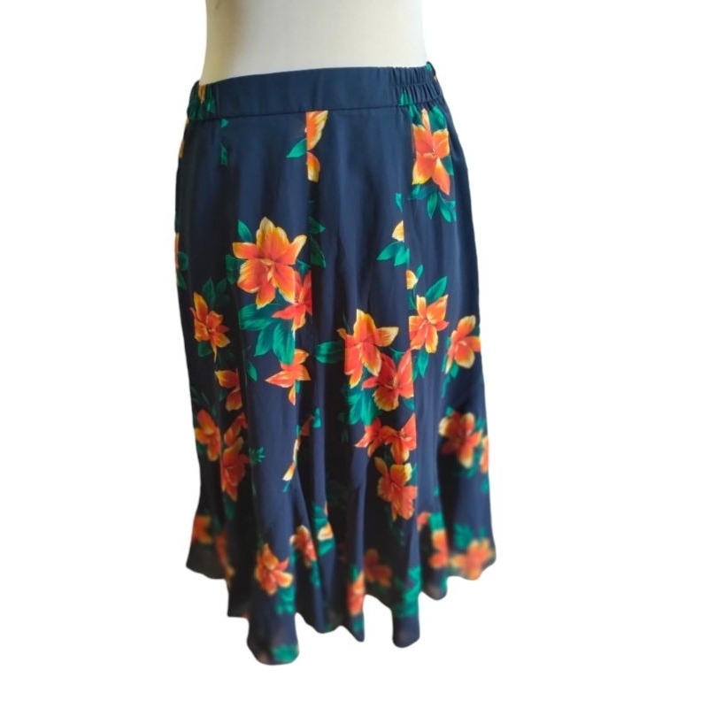 Rok floral orange panjang