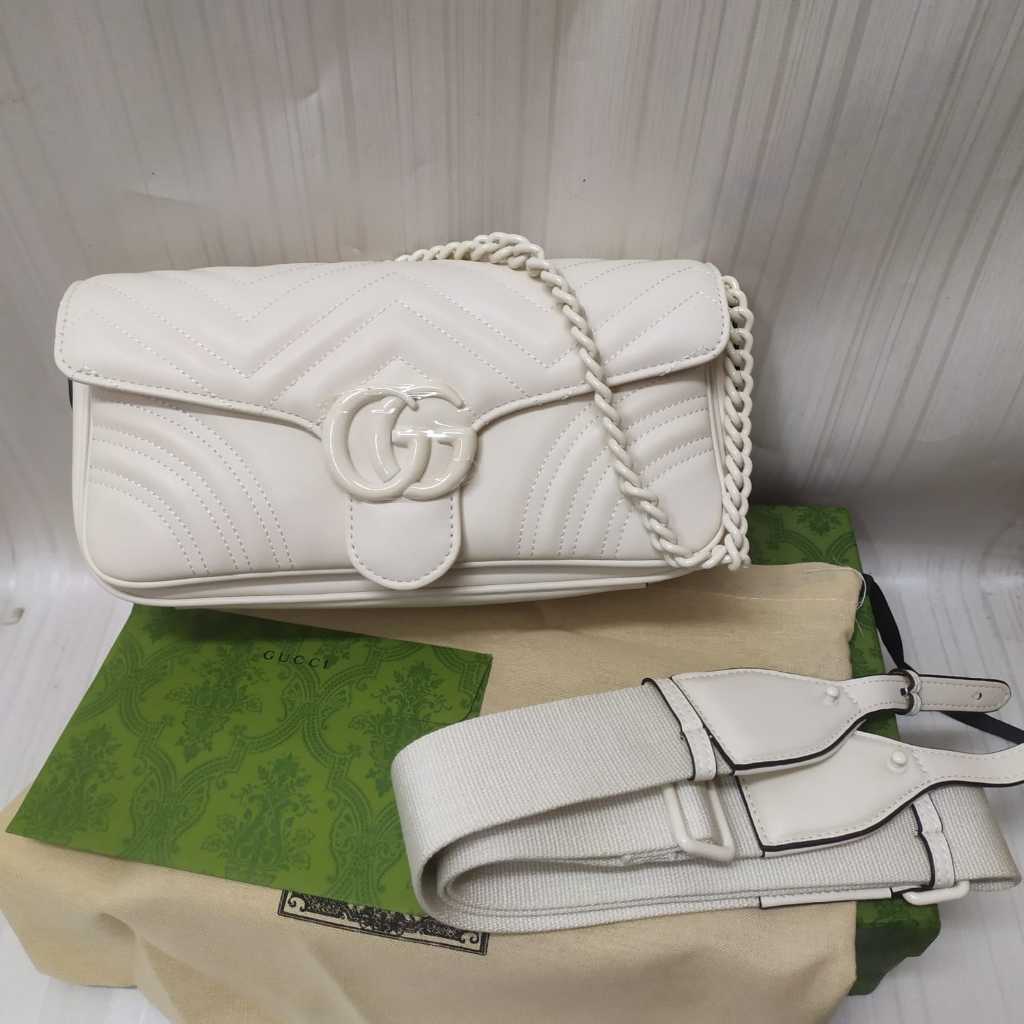 Tas Selempang Wanita Original GG Marmont Small Shoulder Bag Satchel Bag White Putih Serial Number 73
