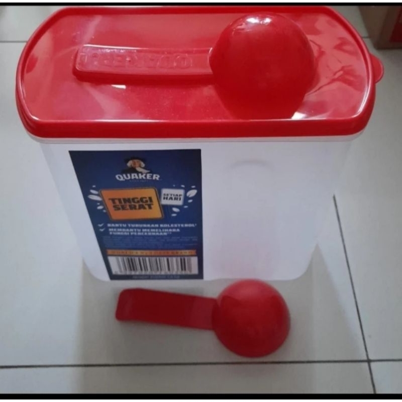 Toples+Sendok Quaker 1.2kg (P20.5 T21 L11) Plastik Tebal Food container