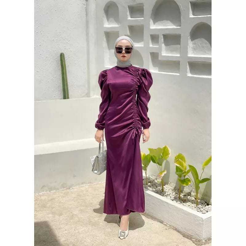MIMOSA DRESS SATIN SATEEN PREMIUM - DRESS KONDANGAN BRIDESMAID