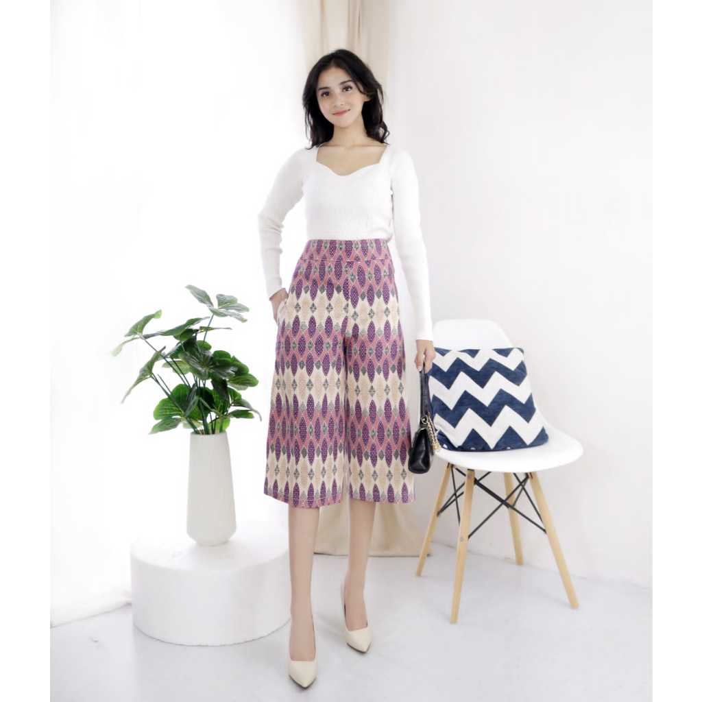 Celana Kulot Batik 7/8 Wanita Halus Anti Luntur Bawahan Kasual NG346