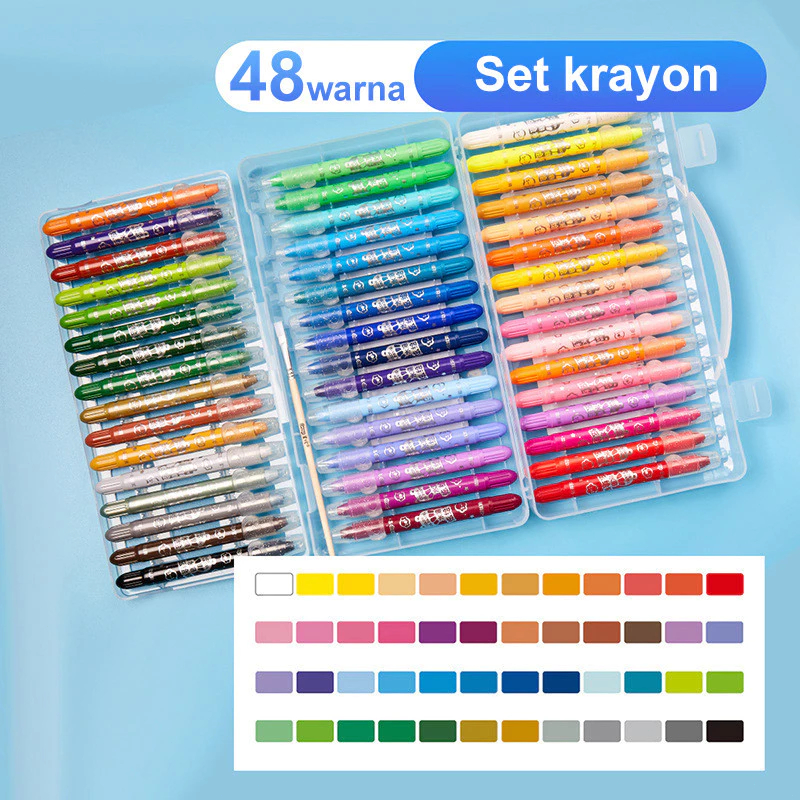

tyvf Silky Crayon Grasp 12 / 48 Warna Besar / Kecil Crayon Licin Watercolori/Grasp Crayon Set 48