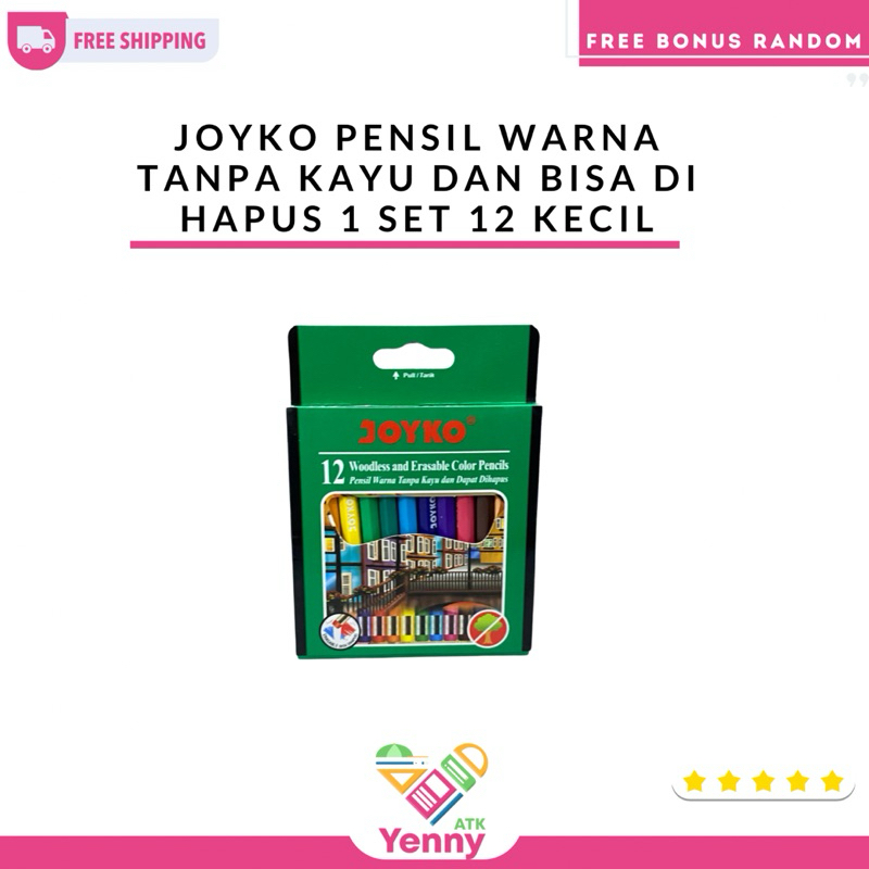 

Joyko Pensil Warna Tanpa Kayu Dan Dapat Di Hapus | Joyko Pensil Warna 1 Set 12 Warna Kecil