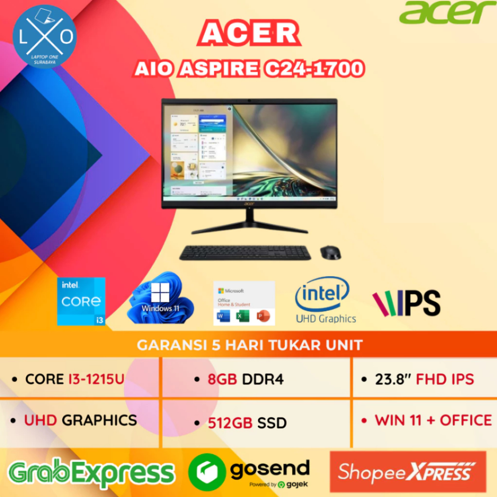 ACER AIO ASPIRE C24-1700 I3 1215 8GB 512GB W11+OHS 23.8FHD