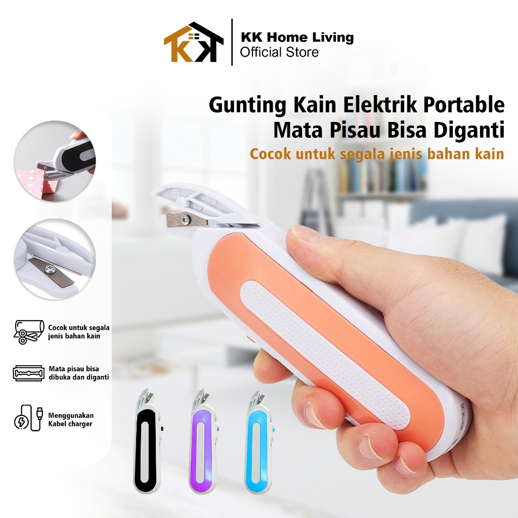 

(KK) Gunting Pemotong Kain Elektrik Mini Free 2 Baterai Bisa Cas,Baterai / Electric Scissor