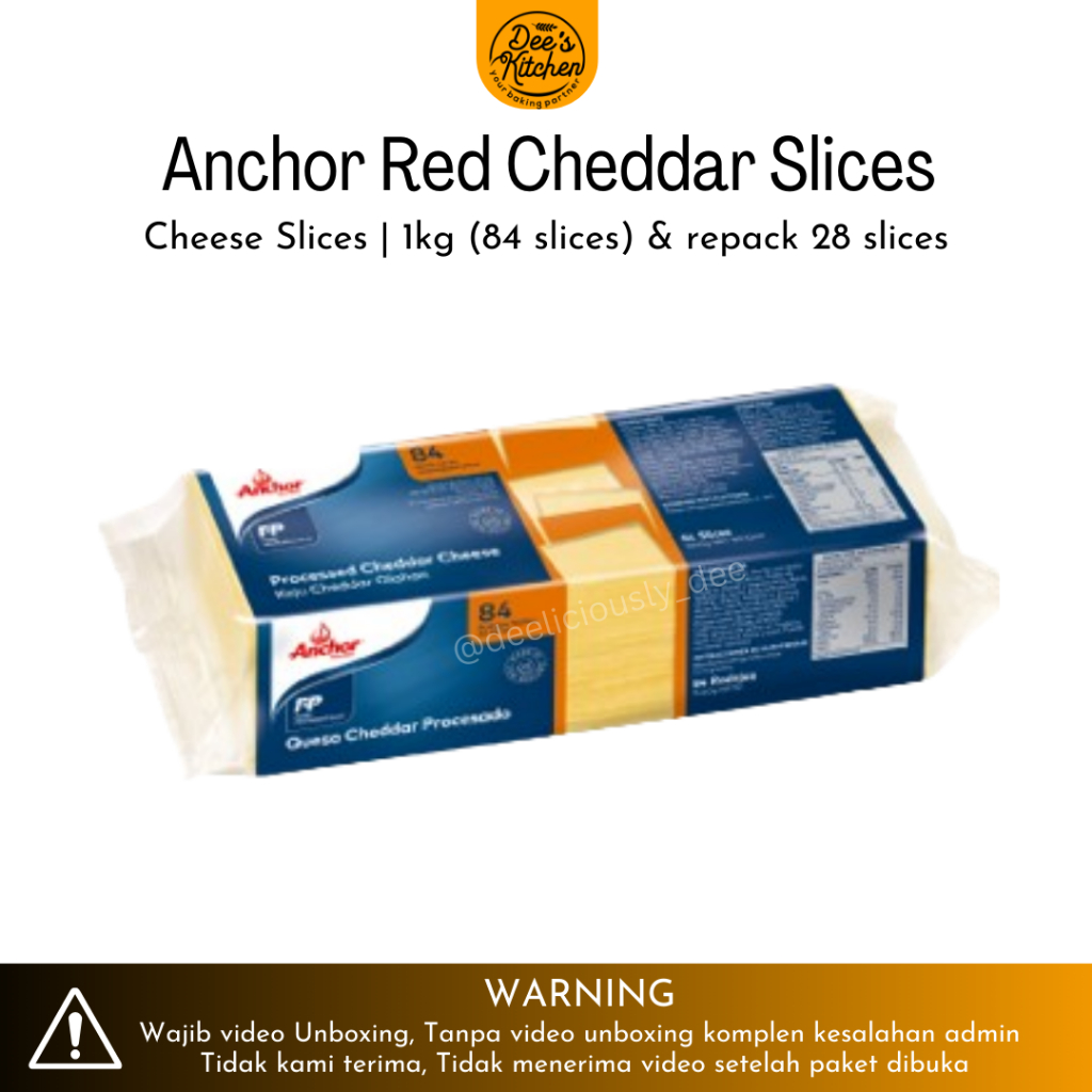 

[1kg - 84 slices] DAIRYMONT ANCHOR Red Cheddar Burger Slices | Keju Orange Slices 1kg