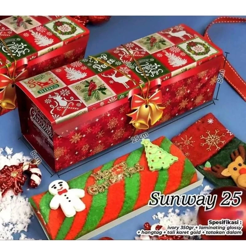 Box Cake Natal Christmas Kylie Sunway 25x8x8cm (3pcs)