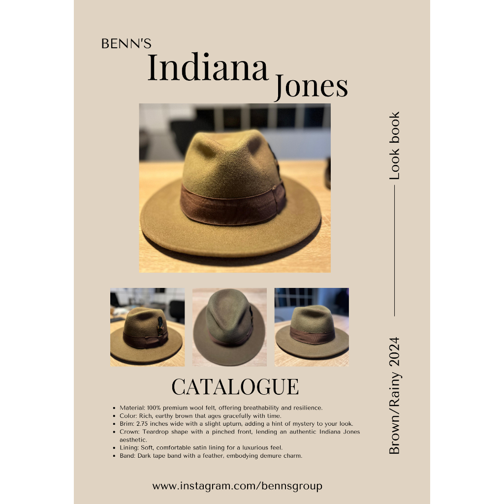 Indiana Jones Fedora Hat, Topi Koboy Impor, Size M-L, Indiana Jones