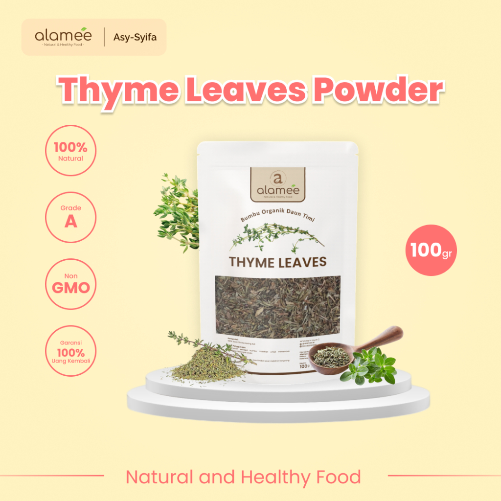 

ALAMEE Thyme Kering Daun Timi Bumbu Dapur Organik Garnish Dried Leaves Murni Tanpa Campuran 100g