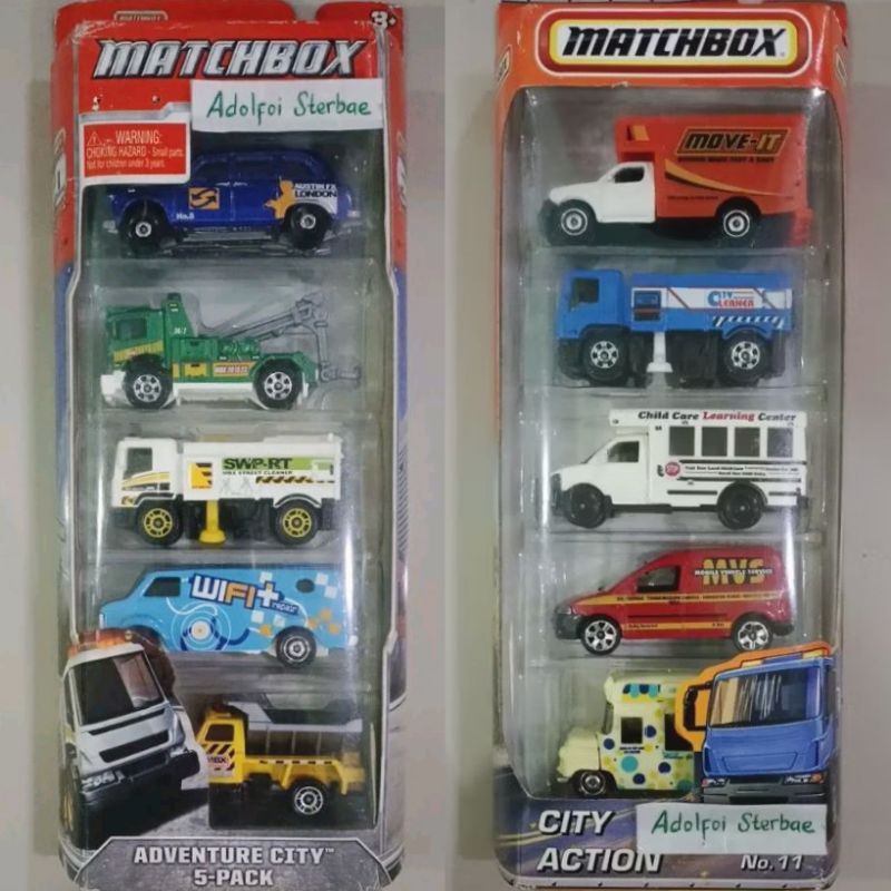 matchbox isi 5 gift pack adventure city 5 pack Austin FX London Taxi Urban Tow Truck Street Cleaner 